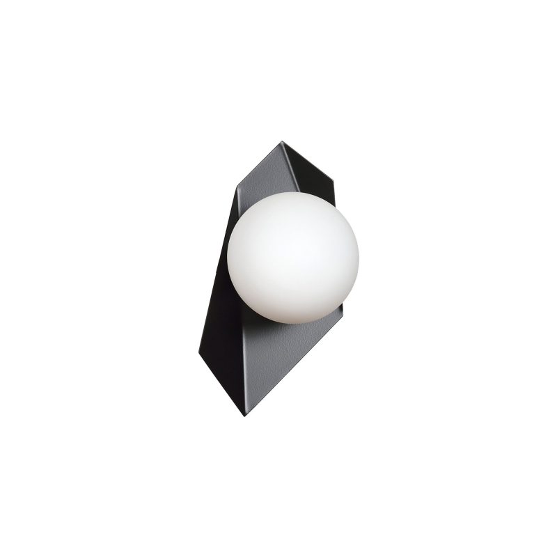 Emibig Applique murale Assens nera con lampadina in vetro bianco E14