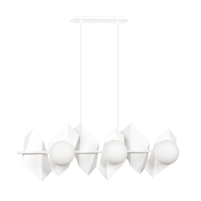 Emibig Lampe suspendue blanche Assens avec ampoules en verre dépoli 6x E14