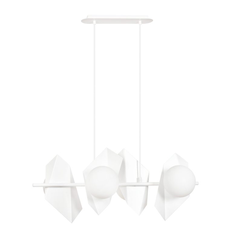 Emibig Assens witte brede pendellamp met 4 melkglas bollen E14