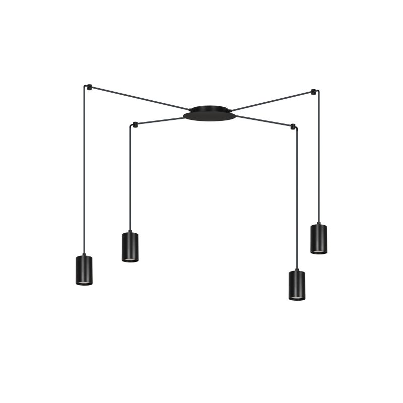 Emibig Vantaa medium black spider hanging lamp with 4 black tubes metal GU10