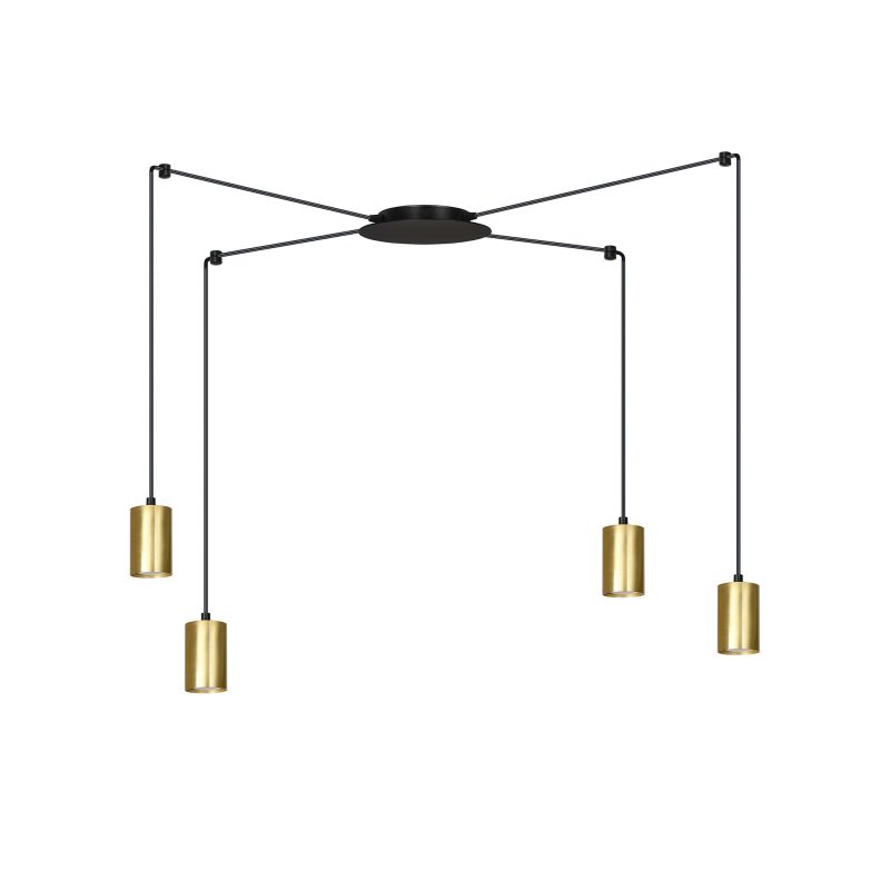 Emibig Turku medium black spider hanging lamp with 4 gold tubes metal GU10