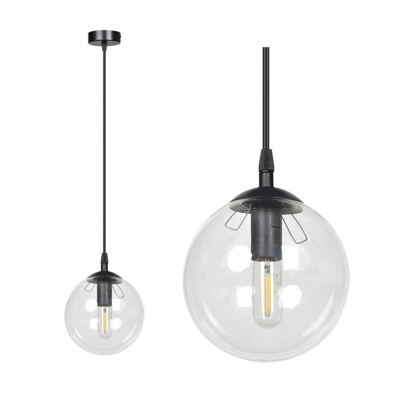Emibig Billund schwarz mit transparenter Glühbirne 14 cm Hängeleuchte für Lampe E14