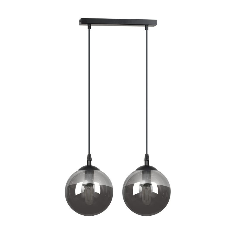 Emibig Lampe suspendue Billund double sphère noire 14 cm avec verre fumé E14