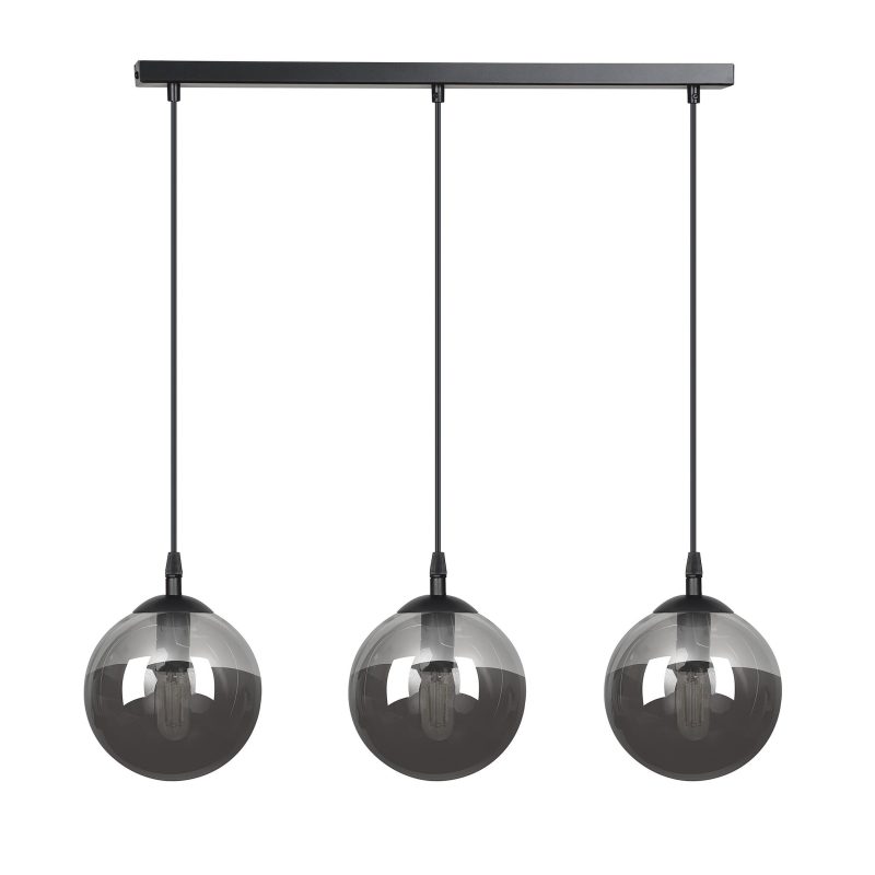 Emibig Billund triple zwarte bollen 14 cm hanglamp met gerookt glas 3x E14
