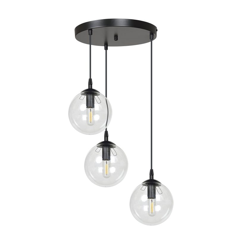 Emibig Kerteminde dreifache runde transparente Glühbirnen 14 cm Hängelampe E14