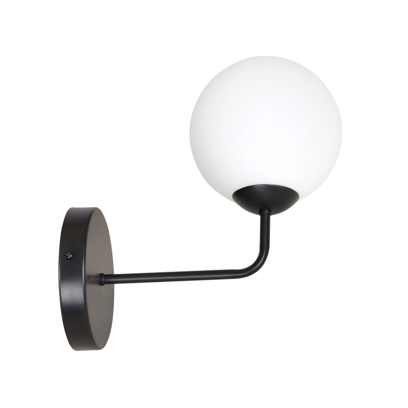 Emibig Lahti lampada da parete nera semplice con vetro bianco 1x E14