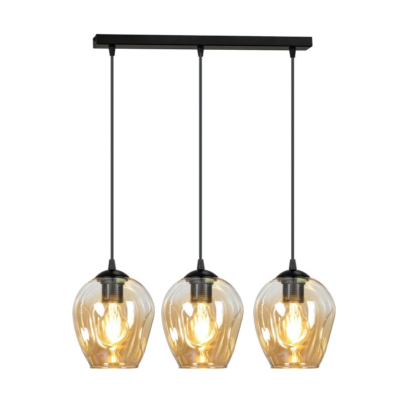 Emibig Nokia lampada a sospensione lunga 3L in vetro ambra 3x E27
