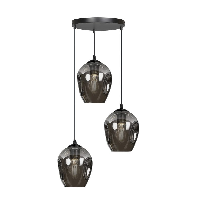 Emibig Nokia ronde 3L gerookt glas hanglamp 3x E27
