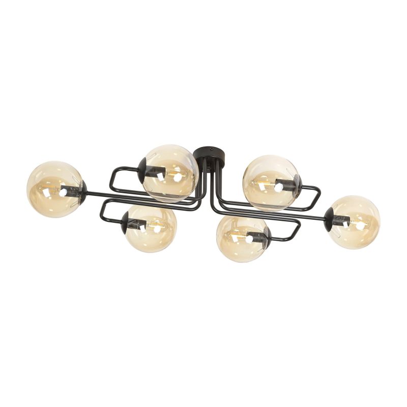Emibig Kangasala speciale 6L lampada da soffitto nera con lampadine ambra E14