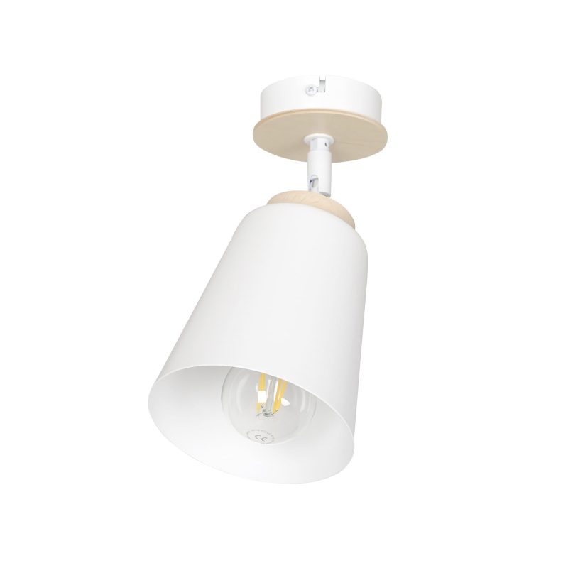 Emibig Salo witte plafondlamp wit en hout 1x E27