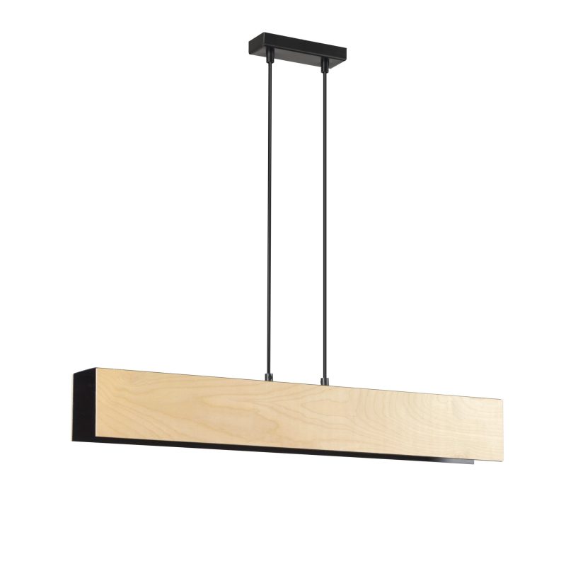 Emibig Raisio lampada a sospensione lunga in legno con interno nero 3x E27