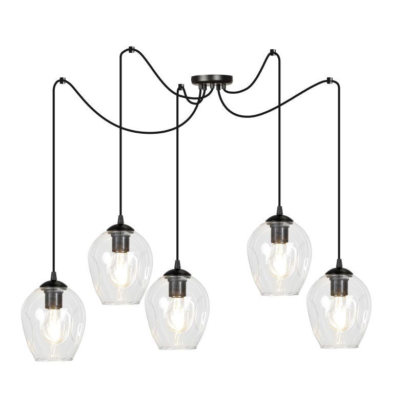 Emibig Malmo transparent 5x E27 suspension décentralisée