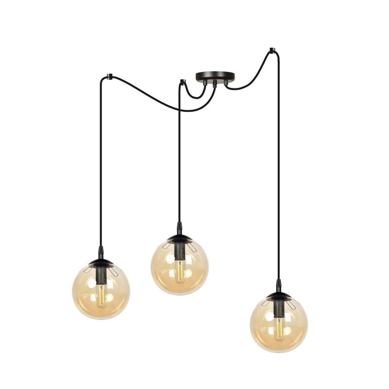 Emibig Uppsala 3 L lampada a sospensione con bulbo in vetro ambra 3x E14