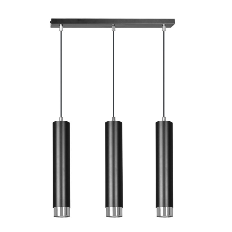 Emibig Gavle 3L nera GU10 sospensione con finitura cromata