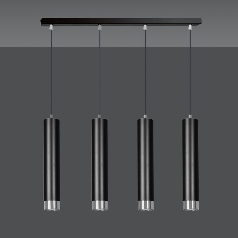 Emibig Gavle 4L noir pendel GU10 avec finition chrome