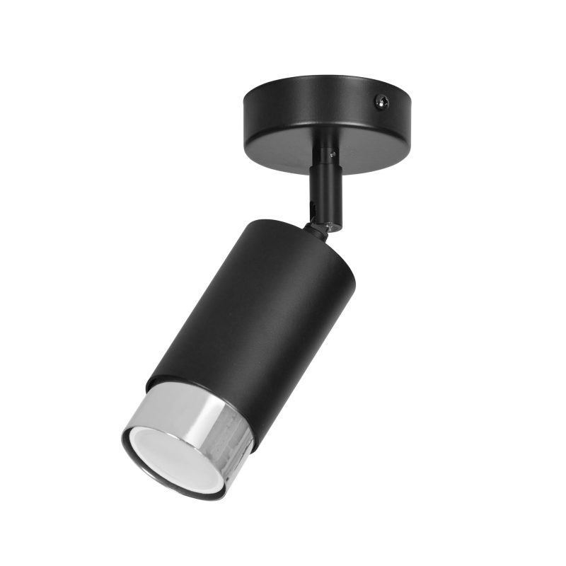 Emibig Boras zwarte plafondspot GU10 met chroom luxe afwerking