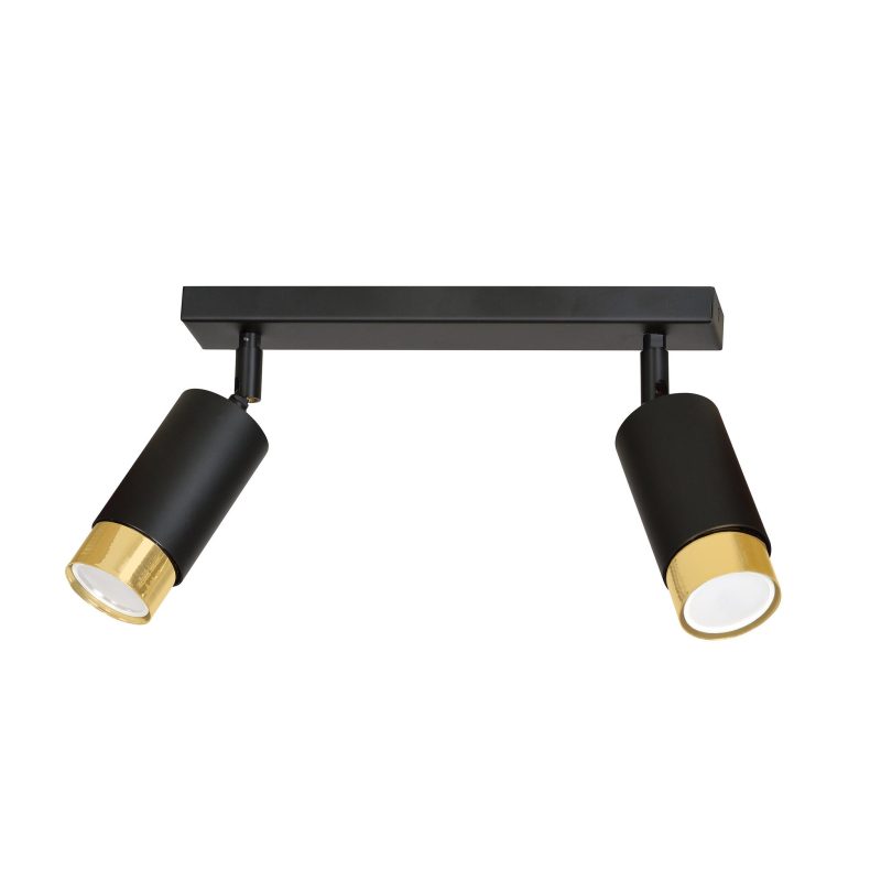 Emibig Boras 2L Deckenstrahler in Schwarz mit Gold-Finish, ausrichtbar, GU10