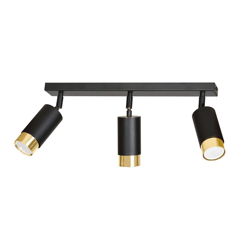 Emibig Boras 3L black with gold finish ceiling spotlight orientable GU10