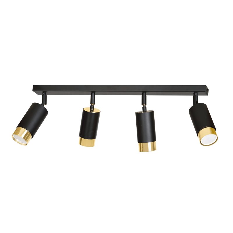 Emibig Boras 4L Deckenstrahler in Schwarz mit Gold-Finish, ausrichtbar, GU10