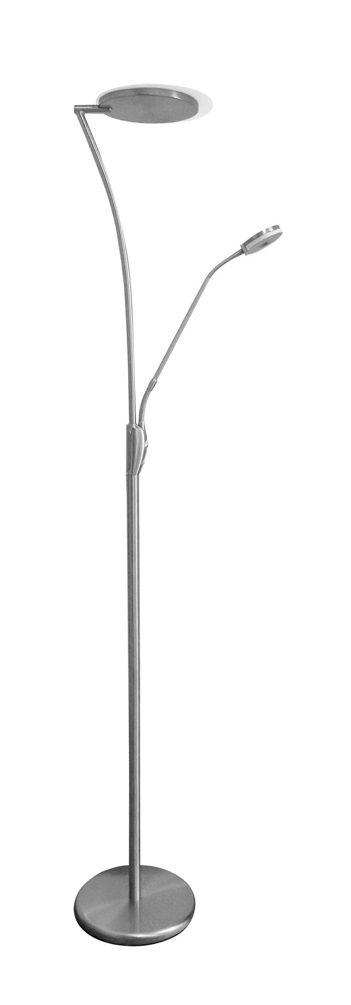 Fantasia Cales Stehleuchte LED 24,5W + 5W dimmbar satiniertes Chrom