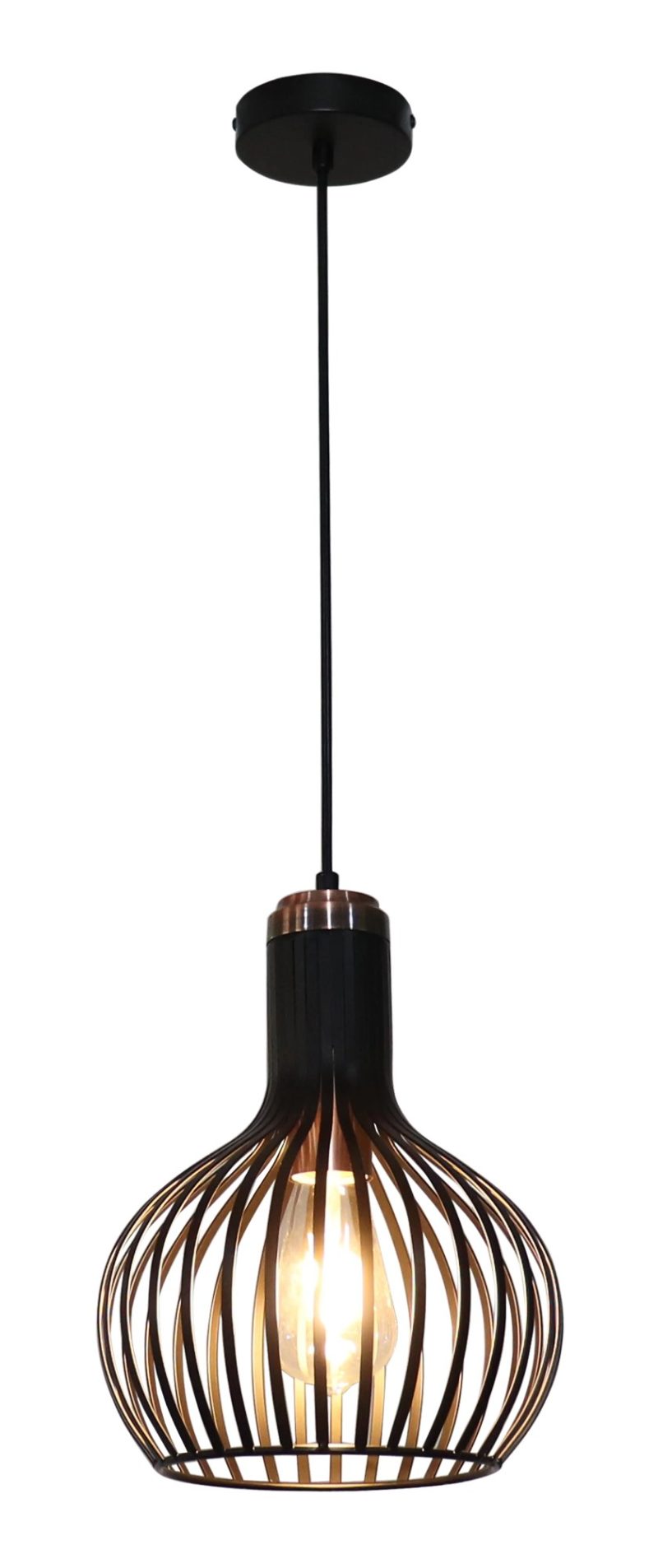 Fantasia Raga hanglamp met E27-fitting, staal, zwart-koper, Ø23,5 cm