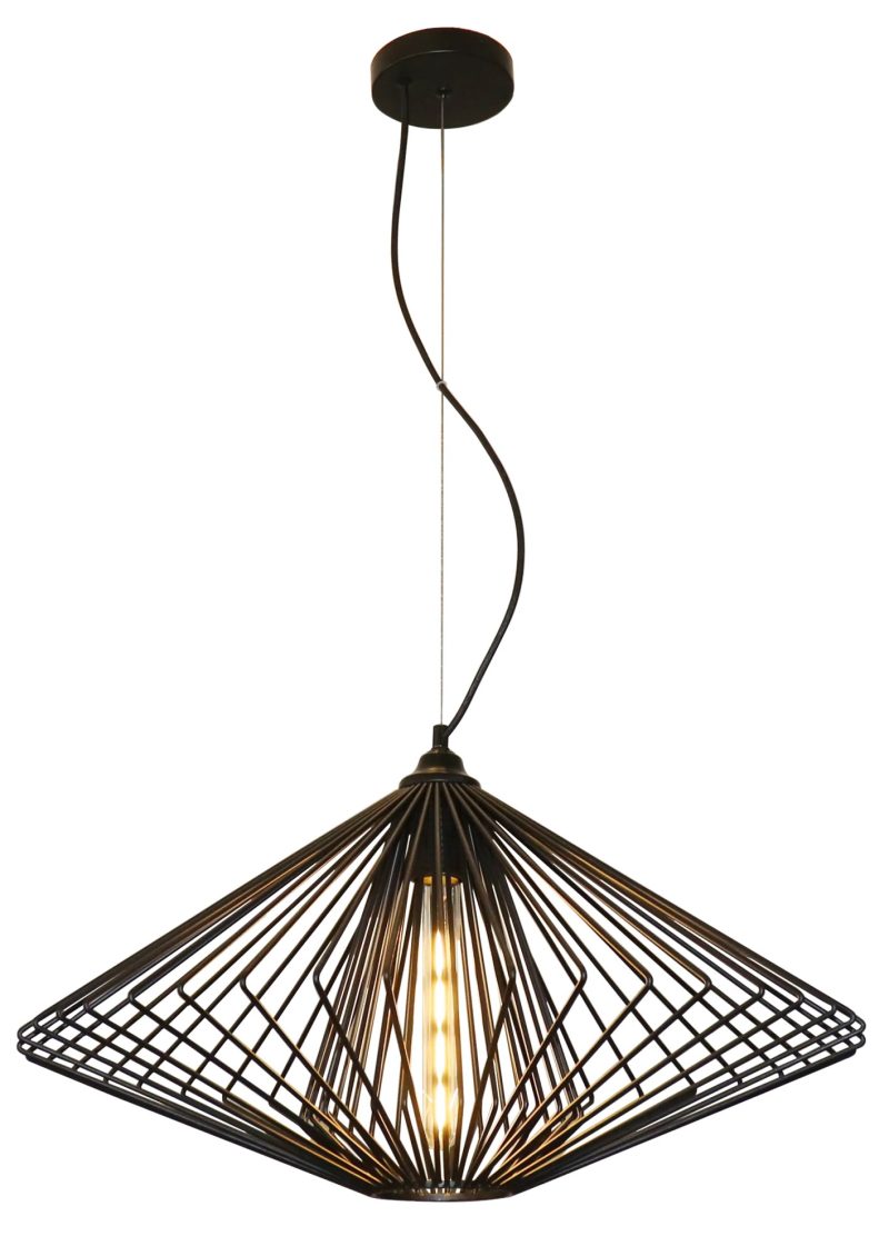 Fantasia Lampada a sospensione Daxos acciaio nero, Ø60 cm, attacco E27, IP20