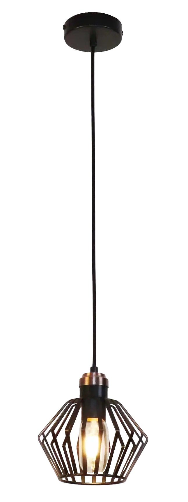 Fantasia Lampada a sospensione Shuru E27 nero con dettaglio ramato Ø16 cm