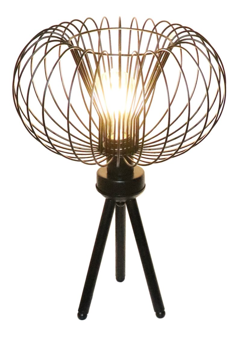 Fantasia Julia lampe de table E27 noir acier, Ø33 cm, hauteur 48 cm