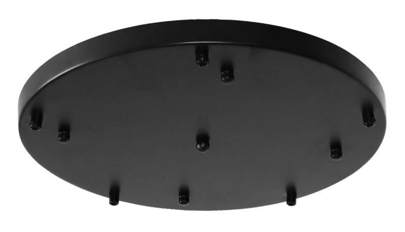 Fantasia Deckenrosette 5-fach Ø40cm, schwarzer Stahl, 5 Anschlusspunkte