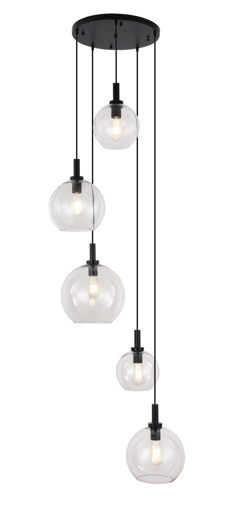 Fantasia Lampada a sospensione Osira E27 5L nero, vetro trasparente Ø400mm