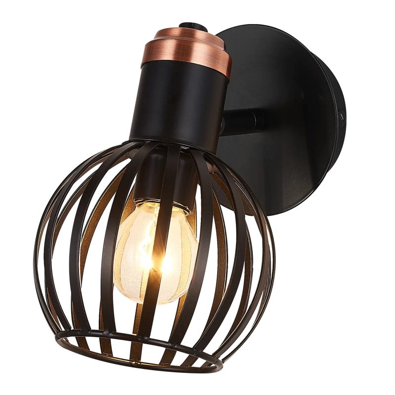 Fantasia Raga wandlamp E14 zwart/brons met ingebouwde schakelaar