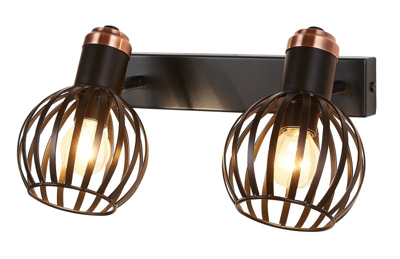 Fantasia Janeiro wandlamp met 2 lichtpunten, E14, zwart/brons