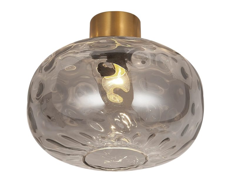 Fantasia Astrid Deckenleuchte E27 gold mit aschgrauem Glas