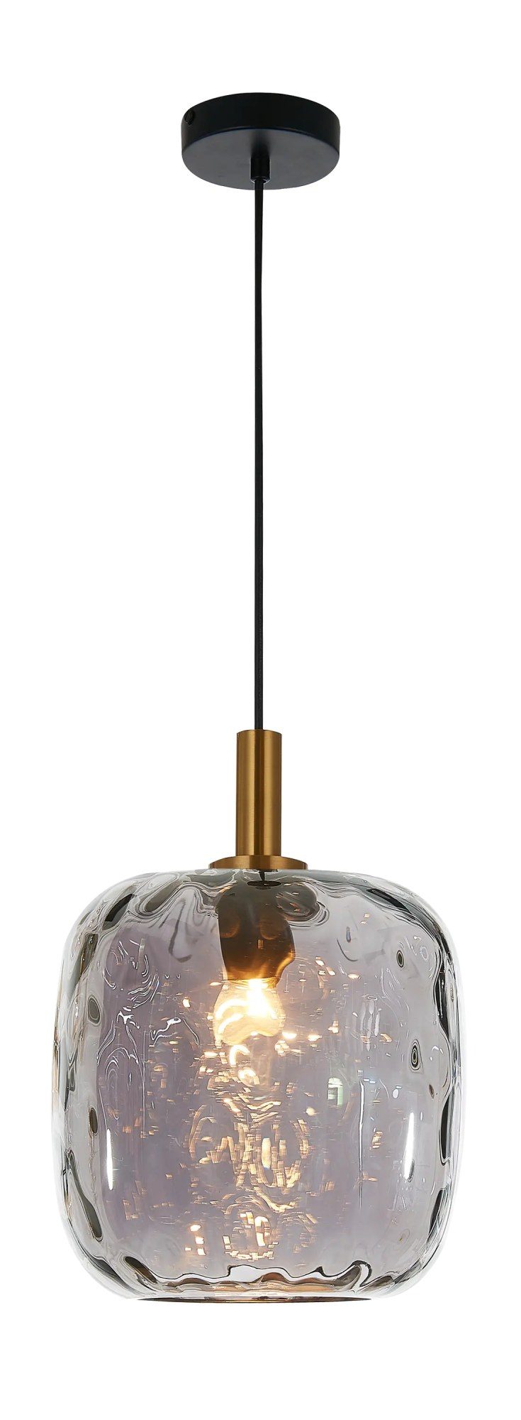 Fantasia Okiru pendant lamp E27 black with ash grey glass shade Ø250mm