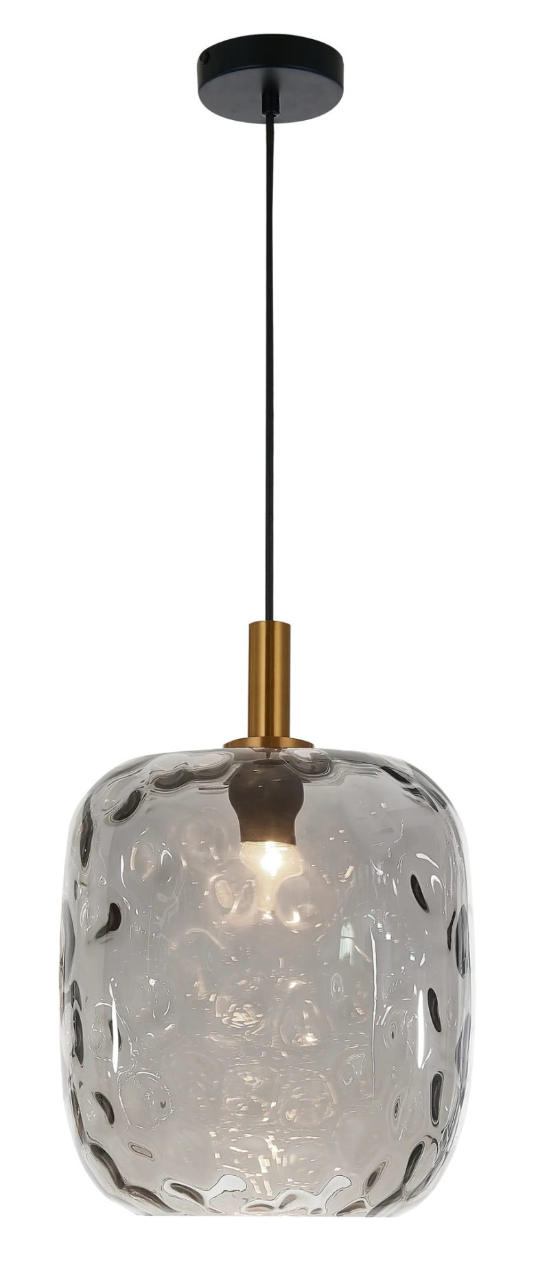 Fantasia Suspension Okiru E27 noir, verre gris cendré Ø275mm