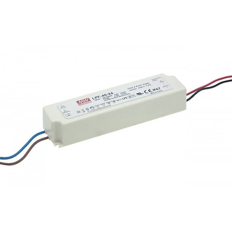 LED driver dimbaar 0-40W 24V IP67 Meanwell kunststof behuizing