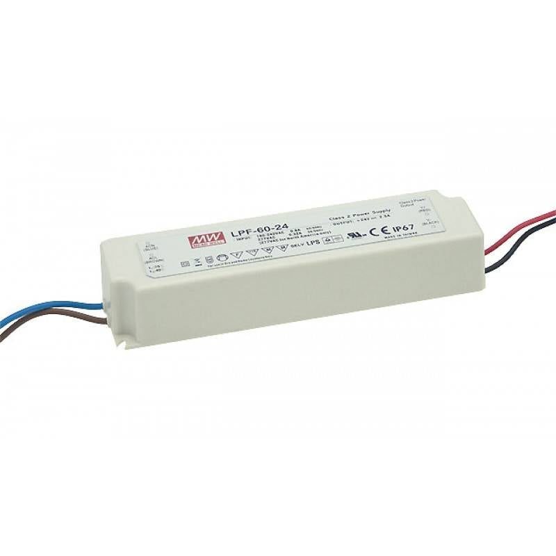 LED driver dimmable Meanwell 0-60W 24V IP67 plastic housing