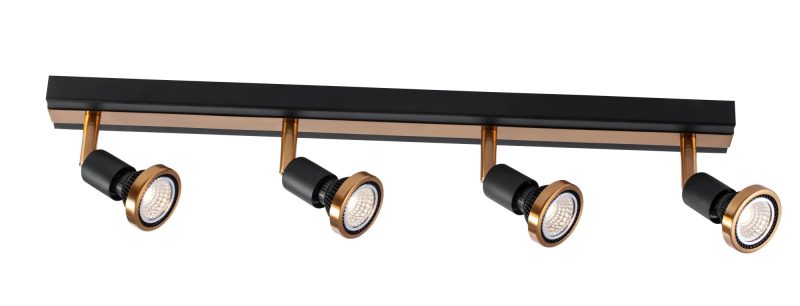 Fantasia Robin rectangular ceiling spotlight 4L GU10 LED 5W dimmable black/bronze