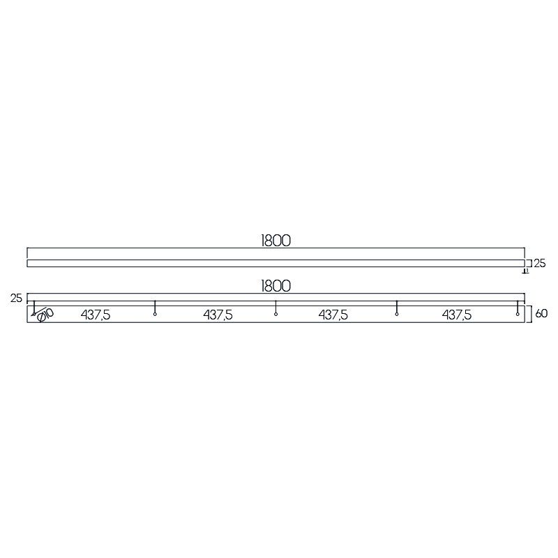 Fantasia Base de fixation pour 5 suspensions, acier blanc, 180 cm