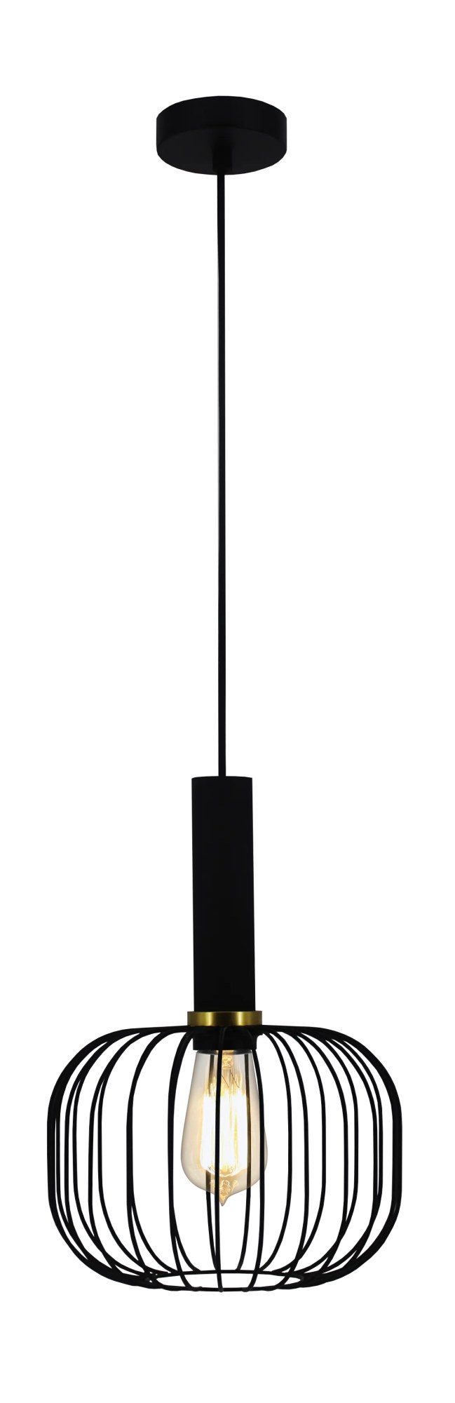 Fantasia Lampada a sospensione Noah nero-oro, acciaio, E27, Ø250 x H360 mm