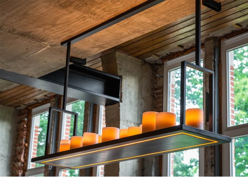 Authentage Bellefeu Hängelampe 16 LED-Kerzen rechteckig 160cm dimmbar Bronze