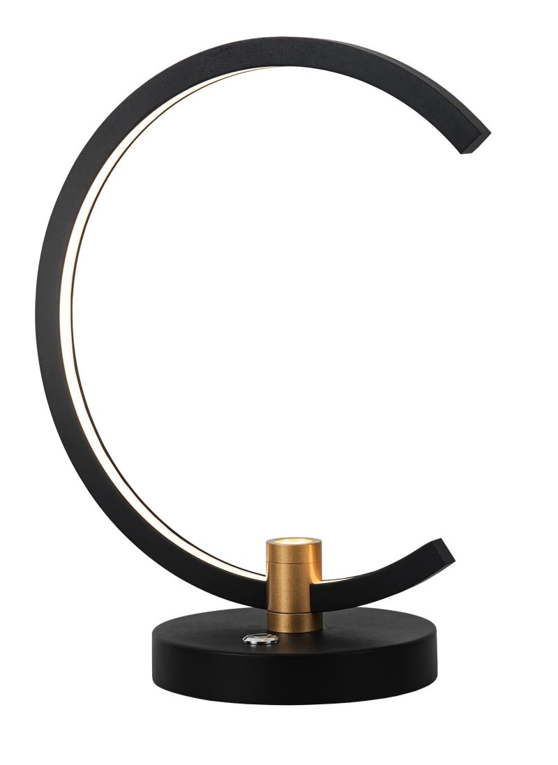 Fantasia Trendsy LED tafellamp 6,8W dimbaar zwart-goud Ø300mm