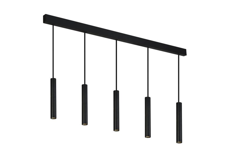 Fantasia Lopal LED hanglamp zwart, 5-lichts, dimbaar
