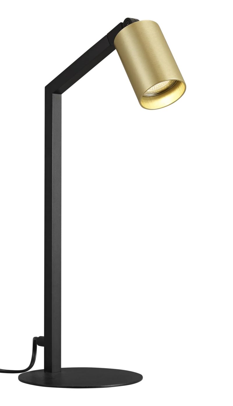 Fantasia Tabor lampada da tavolo GU10 nero e oro spazzolato alluminio