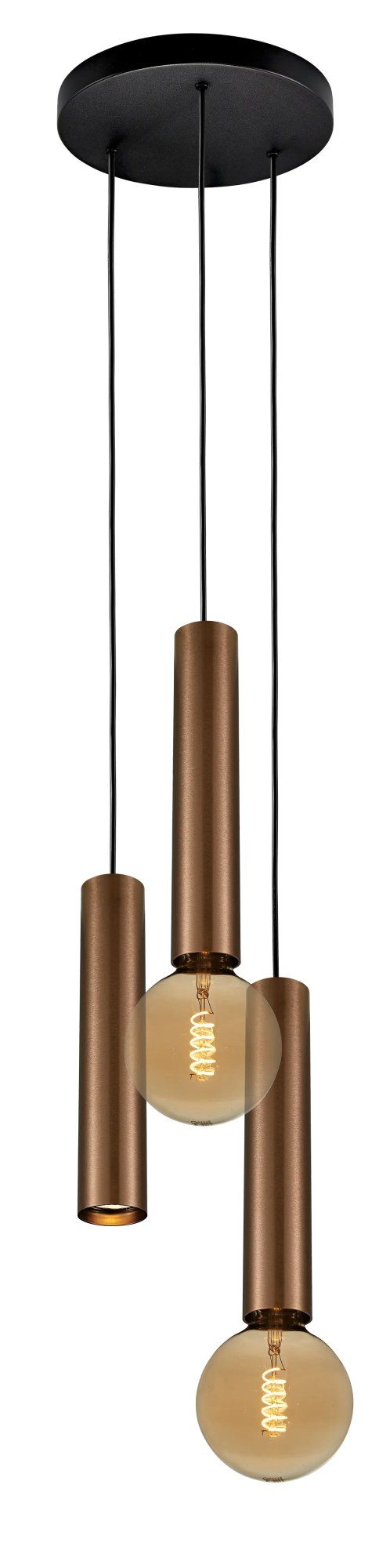 Fantasia Taboron hanglamp 3-lichts GU10/E27 zwart/geborsteld brons