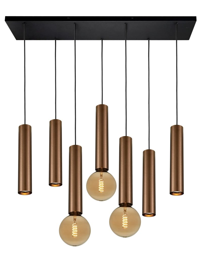 Fantasia Suspension Taboron 7 points dimmable noir et bronze brossé