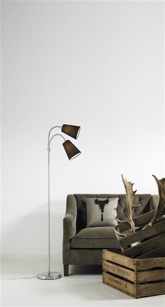 Lelio Stehlampe mit Leselicht schwarzer Stoff 2x E14 155cm