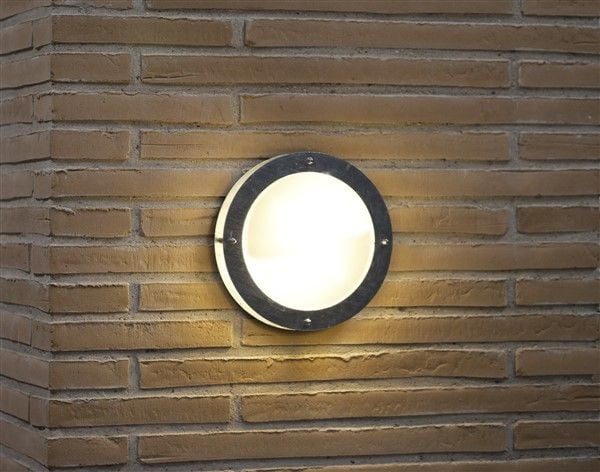 Malte applique murale extérieure cabine ronde grise E27 IP54 Ø240mm
