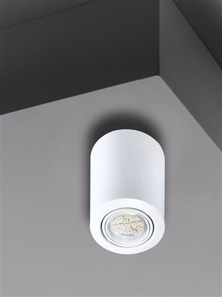 Plafondspot rond GU10 wit metaal richtbaar IP23 spatdicht