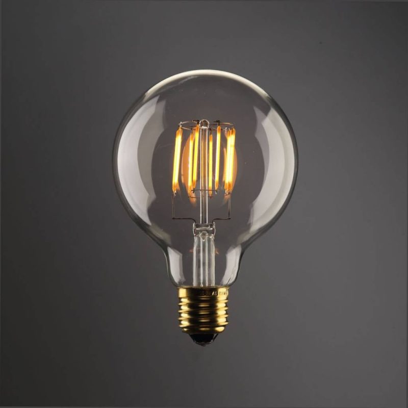 Ampoule LED E27 filament ronde 8W dimmable dorée 2200K